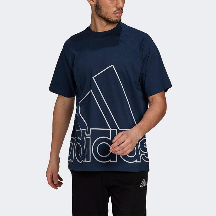 Adidas T Shirts Men's Navy Blue Crew Neck Moderate Straight Fit GU4292