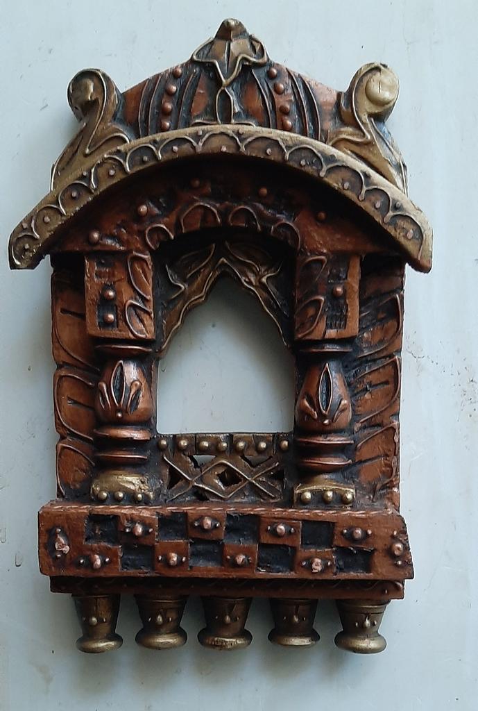 Handmade Wooden Jharokha: Rajasthani Mina Painted Wall Hanging