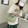 Checkered single shoulder bag, large capacity travel cross-body bag, light and casual underarm bag