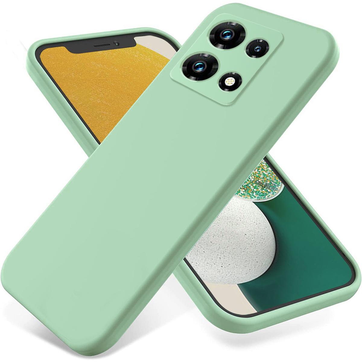 

For Infinix Note 30 Pro 4G Soft Lining Phone Case Liquid Silicone Shockproof Cover with Strap Green