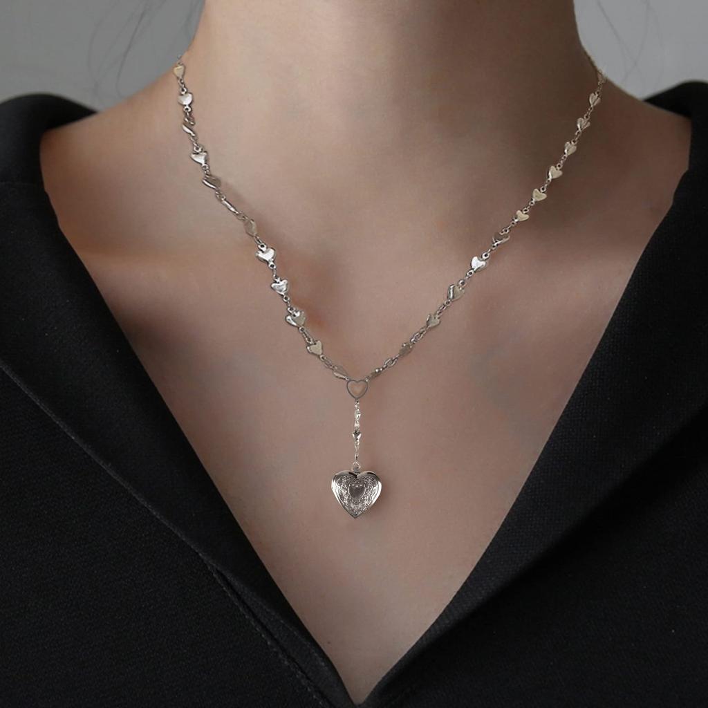 Love Heart Photo Box Pendant Women's Light Luxurious Design High-End Clavicle Necklace