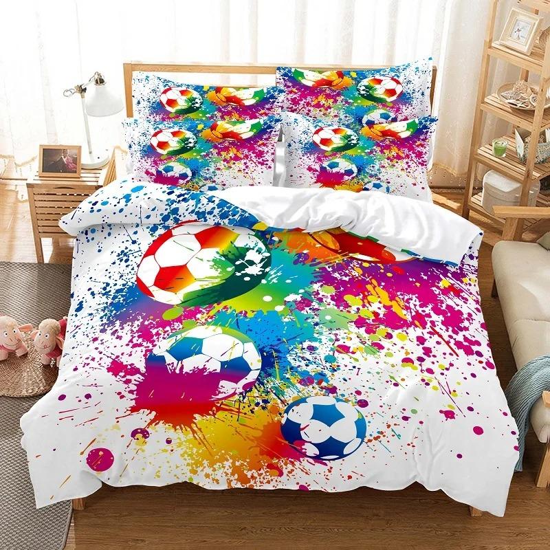 Football Bedding Set Competitive Sports Boy Duvet Cover Set King Quilt Cover Youth Children's Double Duvet Cover Bedding Set