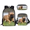 Classici Cuccioli di Bulldog Animali Carini Stampa 3D 3pz/Set zaini per studenti Zaino per Laptop Zaino a spalla inclinata Astuccio