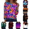 Womens Halloween Graphic Pullover Sweatshirt Long Sleeve Crewneck Casual Top Lightweight Soft Fabric