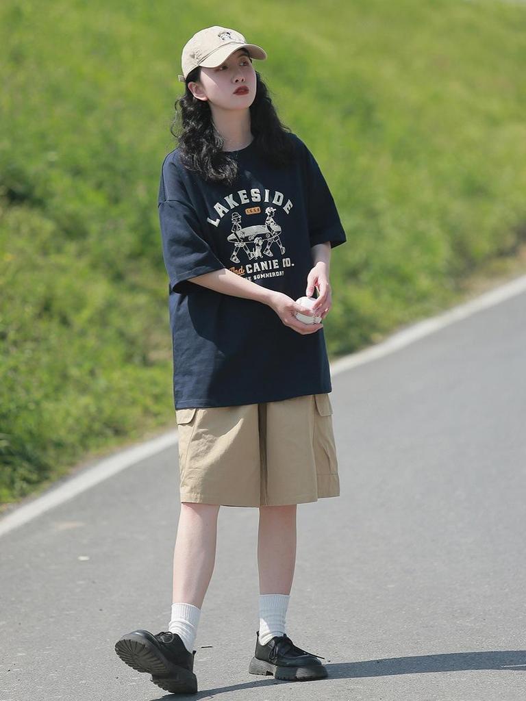 Plus Size Neutral Style Women's Short Sleeve Summer Trendy Streetwear T-Shirt