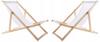 2X Folding Wooden Beach Garden Lounger Woodok White Fabric