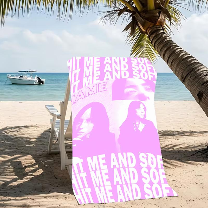 Customizable personalized beach towels Billie Eilish themed designs.Suitable for the beach, yoga, sports;ideal as beach accessories