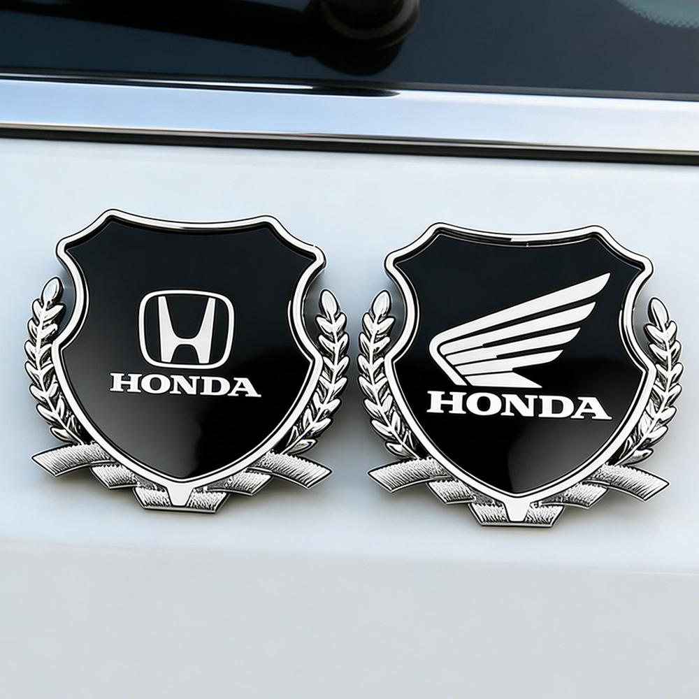 Honda Metal Emblem Shield Wheat Ear Badge Decals Exterior Decor Accessories for All Honda Car & Motorcycle Models KP5