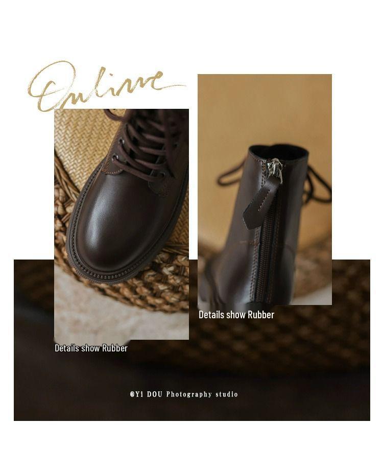 Botins Martin Femininos de Sola Macia, Estilo Britânico 2025, Plataforma Petite, Aumentam a Altura para Outono/Inverno