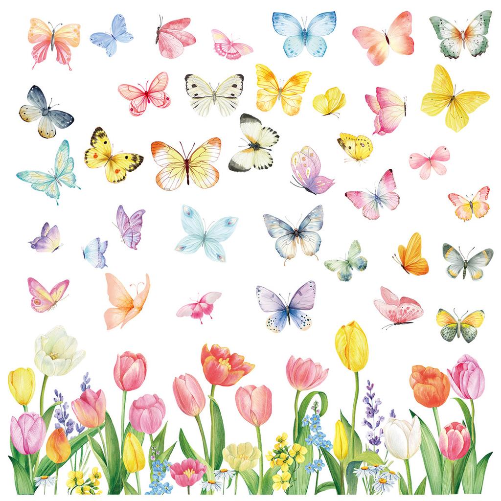 Static Cling Stickers Butterfly Flower Design for Window Bedroom Living Room Spring 2026 New Collection Wholesale