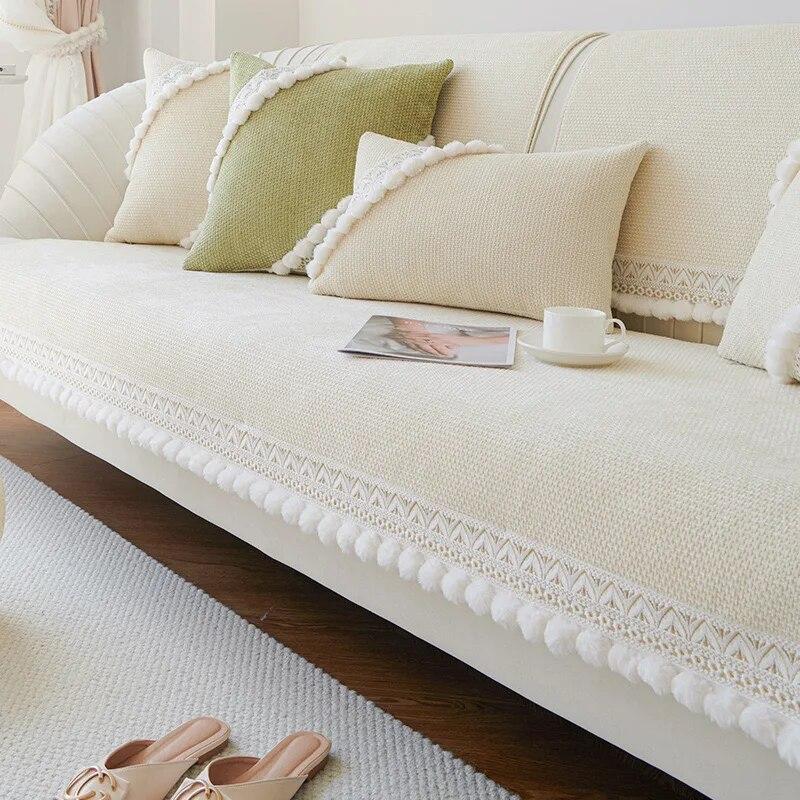 Luxury Chenille Sofa Covers Anti-slip Sofa Protectors for 1/2/3/4 Seaters Sofa Towel Slipcover Sofa Blanket Pets Kid Mat