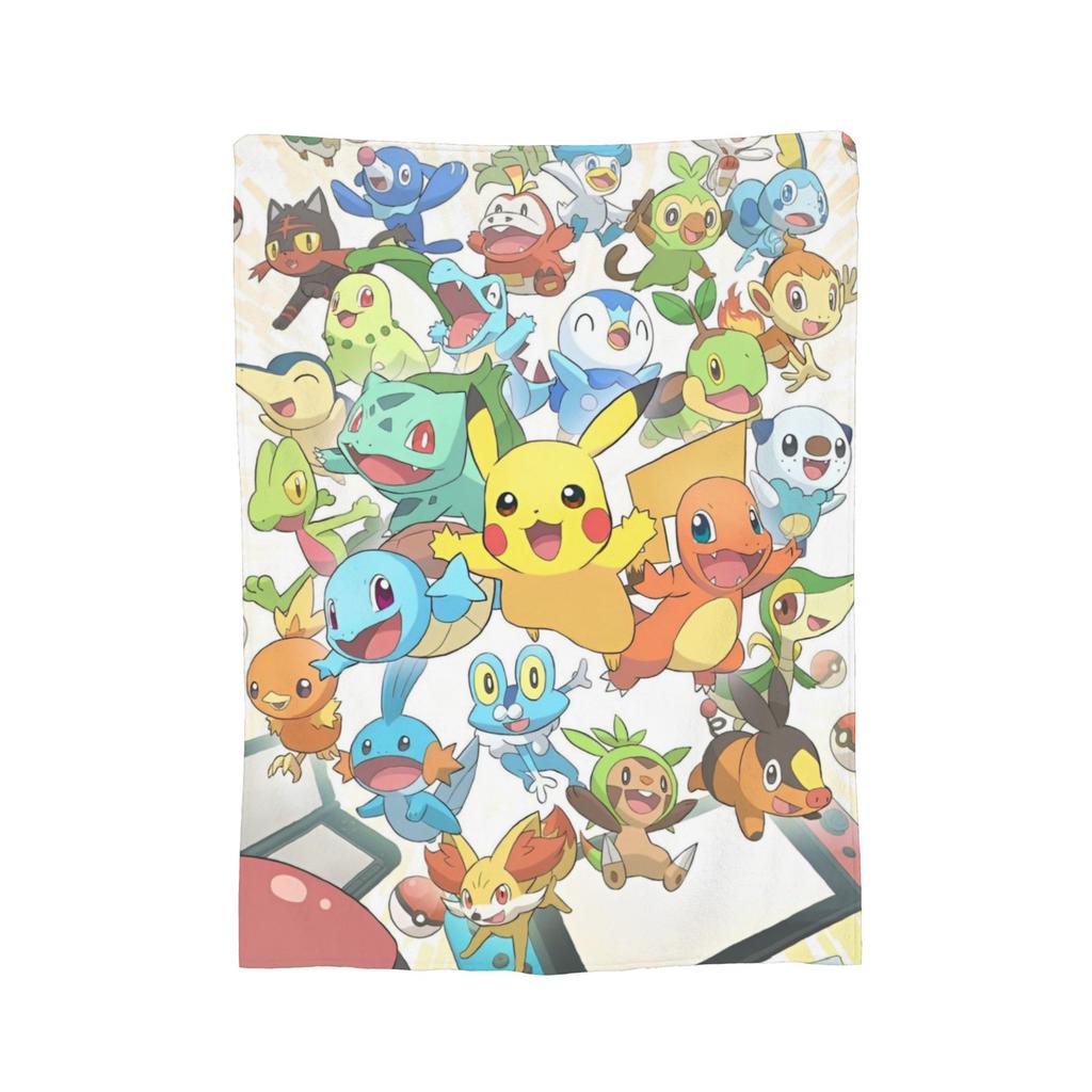 Pokemoned Anime Cartoon Flannel Blanket  Awesome Throw Blankets for  Sofa Bedding Lounge 150*125cm Bedspread,