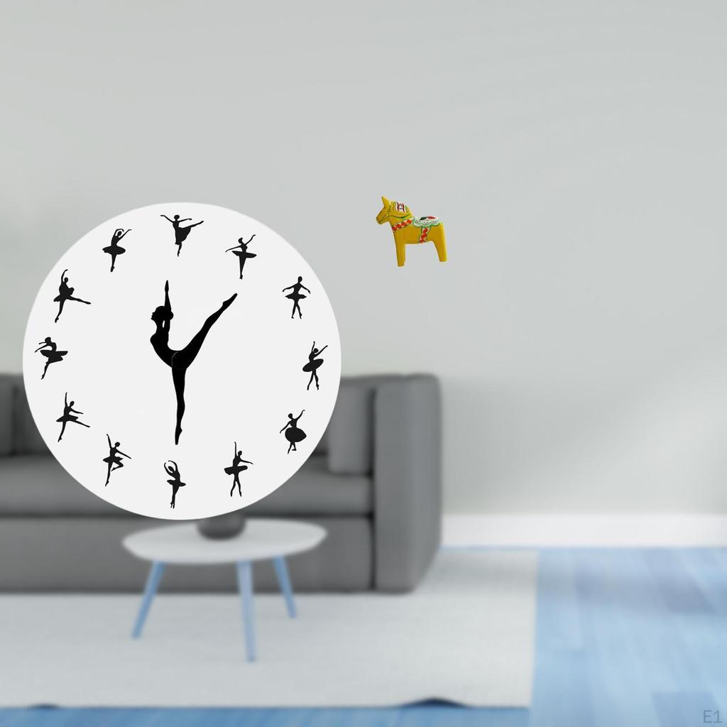 Ballerina Wall Clock Ballet Dancing Girl Silent Mute Dance Decorative for Kitchen Office Home