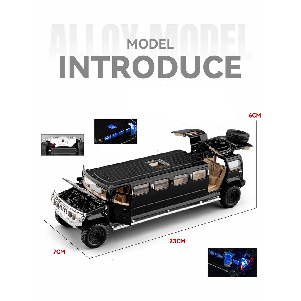 NEW 1/32 Hummer H2 Limousine Alloy Model Car Toy Diecasts Metal Casting Sound and Light Car Toys for Children Vehicle
