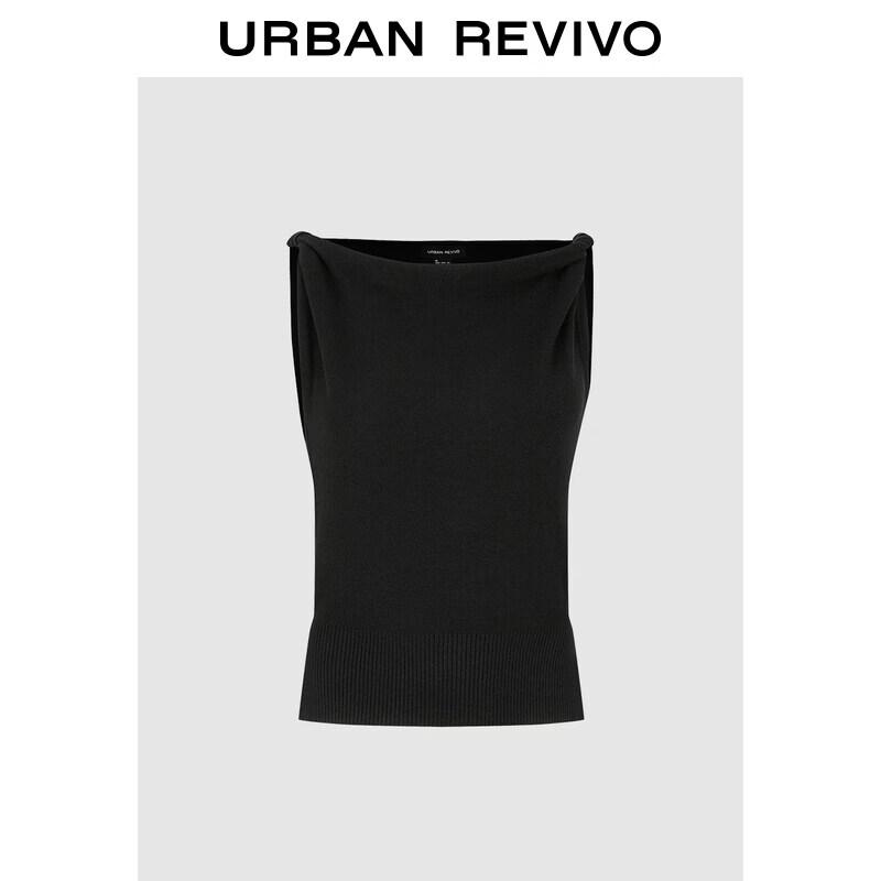 UR2026 Women s Summer Solid Twist-Knot Sleeveless Knit Top S чёрный