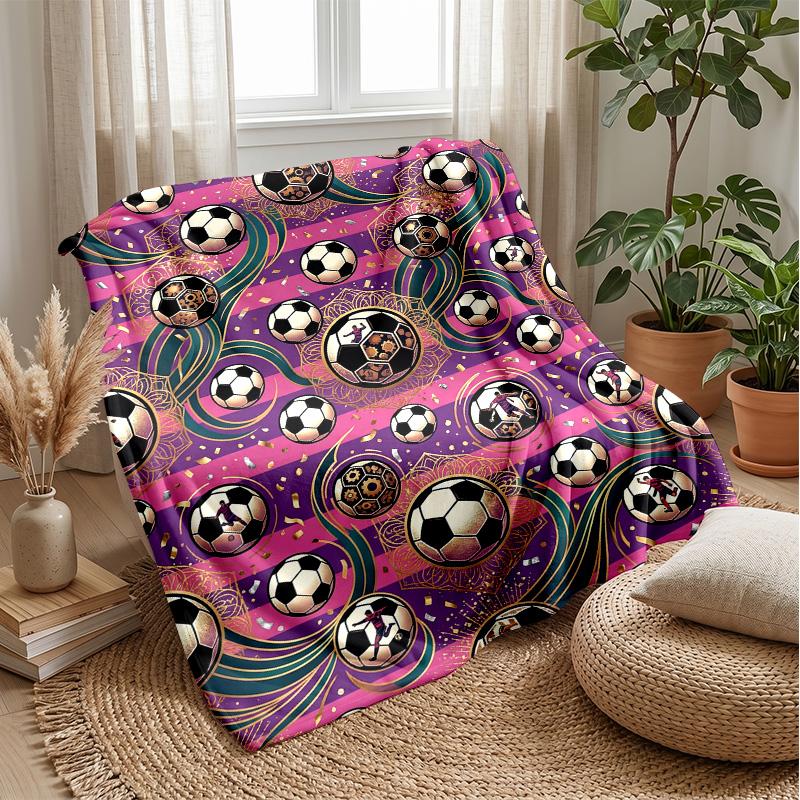 Soccer Ball Celebration Theme blanket Lightweight Warm Flannel Blanket Decorative Throw Blanket for Home Decoration