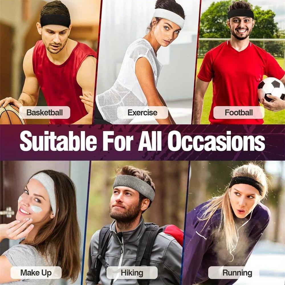 4pcs/pack New Style Sweatbands Sports Headband for Men & Women, Moisture Wicking Hairband Athletic Towel Headbands Head