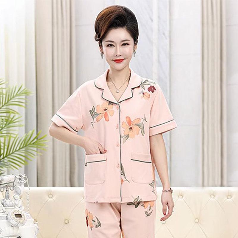 Pajamas Women's Summer Cow Crayon Small New Short-sleeved Shorts Cartoon Cute High-value Casual Style Loungewear Set