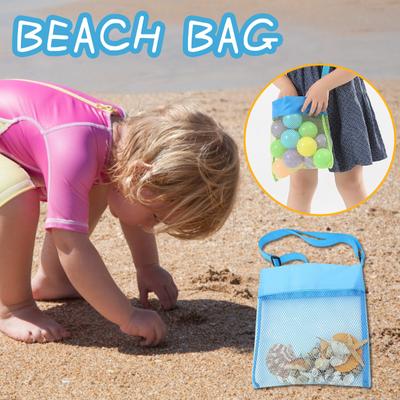 (Ótima casa)Bolsa de praia infantil colorida Bolsa de malha de armazenamento de brinquedos Bolsa pequena cruzada