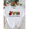 Printed Fashion New Year Women's T-shirt Top Merry Christmas Clothing Coffee Love Cute Holiday Pattern Round Neck Short Sleeve