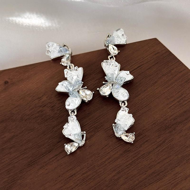 

Рожеві сережки-метелики з кристалічним градієнтом Милі солодкі унікальні сережки Нові сережки з камінням синій