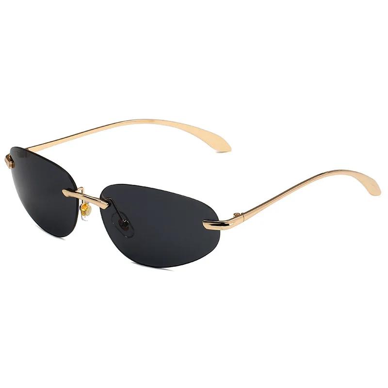 Y2K Vintage Rivet Metal Rimless Sunglasses Women For Men Sun Glasses Punk Luxury Brand Designer Popular Future Shades UV400
