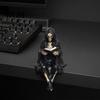 Sensenmann Statue Halloween Lesen Buch Skelett Figur, Gruselige Teufel Harz Skulptur, Gothic Dekoration Schwarzer Umhang für Zuhause Büro Bücherregal