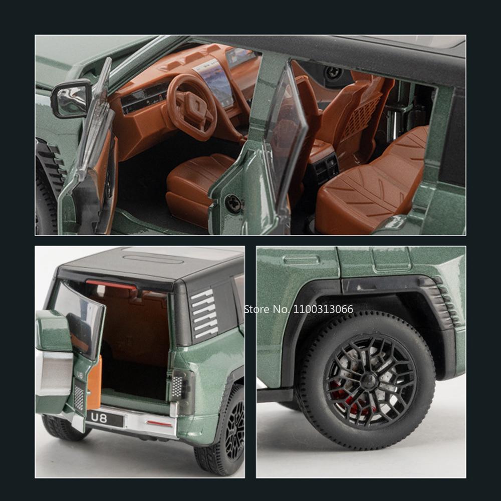 1:24 BYD YANGWANG U8 Spielzeugautos aus Metallguss, Miniatur-SUV mit Rückziehmechanismus, Musik, Licht und Gummireifen – ideales Geschenk für Kinder