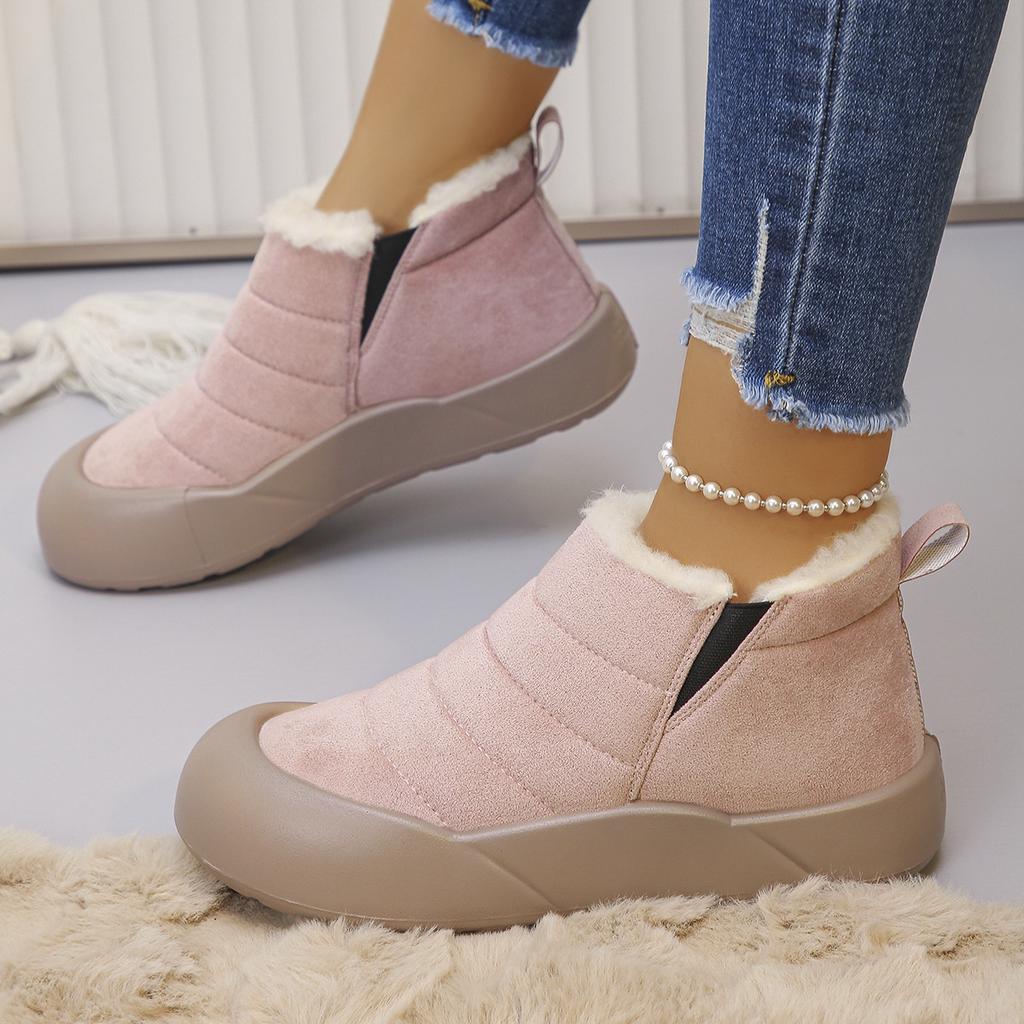 Fashion Women's Large-sized Mid-Calf Snow Boots Thickened Fleece Waterproof Warm Cotton Shoes Versatile Winter Boot for Cold Weather