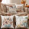 4 Pack Fall Thanksgiving Throw Covers with Pumpkin and Maple Leaf Print for Sofa Couch Decor