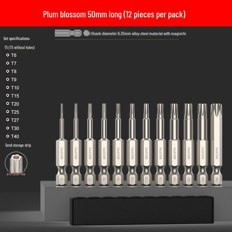 Plum Blossom Magnetic Drill and Screwdriver Bit Set