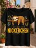 Time for a Nap GerUnisex Sping Sloth Draped Over a Branch with Brown Yellow Lettering Leaves and Unisex All TShirt
