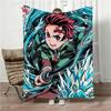 Summer Demon Slayer Rengoku Kyoujurou Blanket Anime Print Flannel Blanket Parent-child Nap Blanket for Bed Couch Office