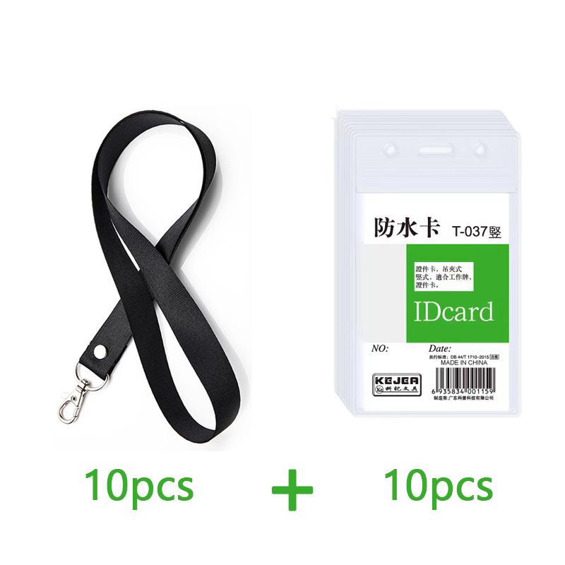 10 Pcs Transparent Badge Holder Neck Strap Set Waterproof ID Card Bag Lobster Hook Rop Lanyard For Employee Access Control Card