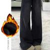 Womens Jeans Y2k Jeans Flared Trousers Black Gray Straight Leg Winter Warm Fleece Lined Loose Fit High Waist Wide Leg Fashion
