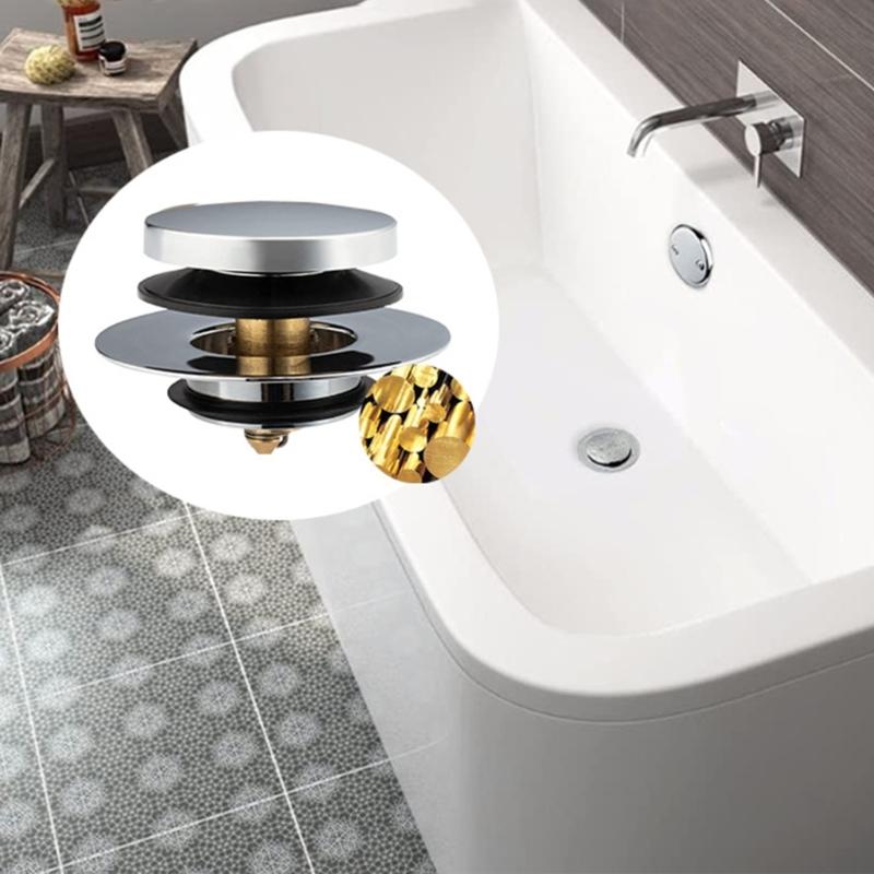 easy installs Bathtub Drain Replacement Trim set  Finish Bathtub Drain Assembly with Toe Tap Stoppers for Household