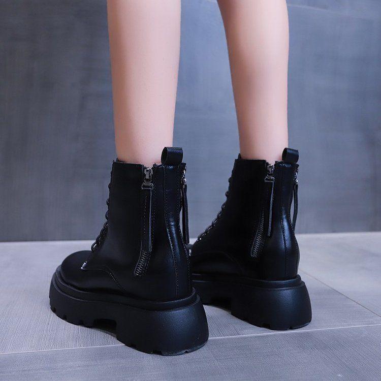 Double Zipper Thick-soled Martin Boots Children's Spring and Autumn New Inner Heightening Retro Cigarette Boots