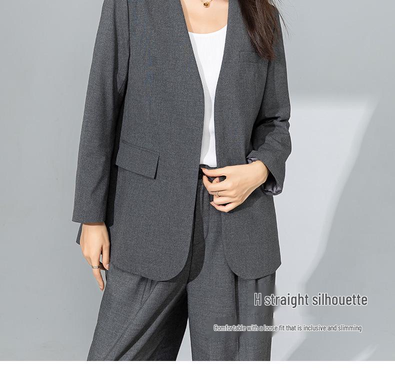 Xin Ge Spring 2025 TR Wool Suit: V-Neck Jacket & Wide-Leg Pants