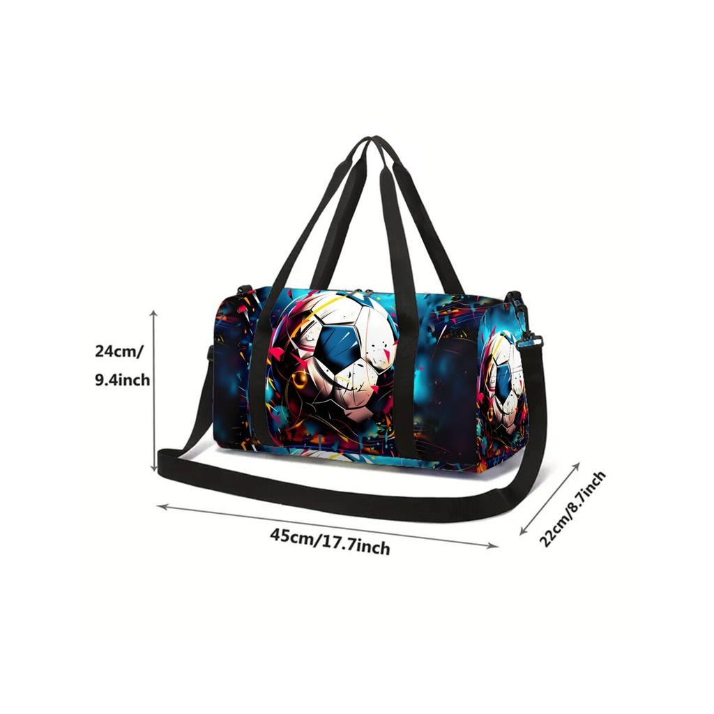 Football Pattern Large Capacity Luggage Bag for Boy/Girl Best Gift 2D Cartoon Travel Duffels Outdoor Fitness Bag for Children