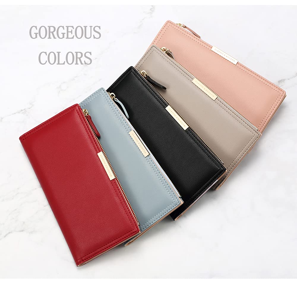 Mokoze Women's Zipper and Magnetic Closure WalletClutch Bag with Long Bifold Coin Purse, Size Small, Pink, Contemporary Style
