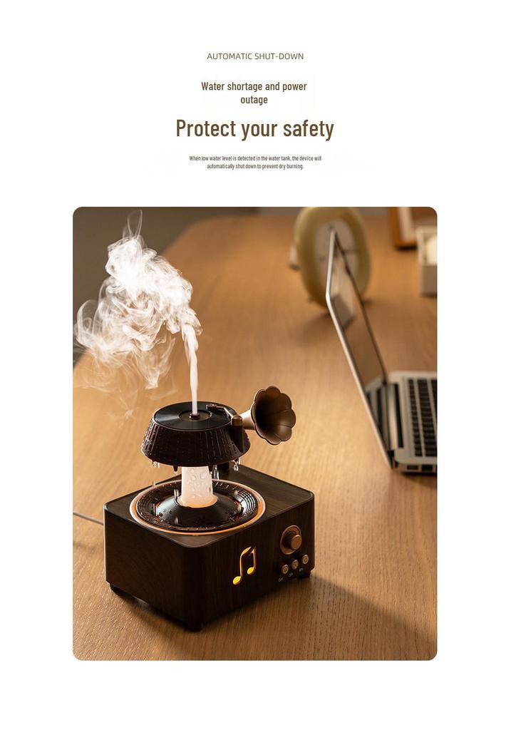 Retro Disc Bluetooth Aroma Diffusor: Drehendes Wassertropfen-Design, Hohe Nebelausgabe, Holzmaser-Oberfläche, Haushalts-Schreibtisch-Luftbefeuchter