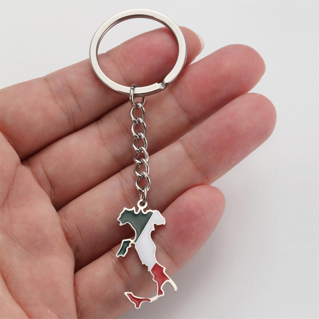 EUEAVAN Drip Oil Italy Map Keychain Stainless Steel Italian Country Flag Pendant Keyring Souvenir Jewelry Wholesale
