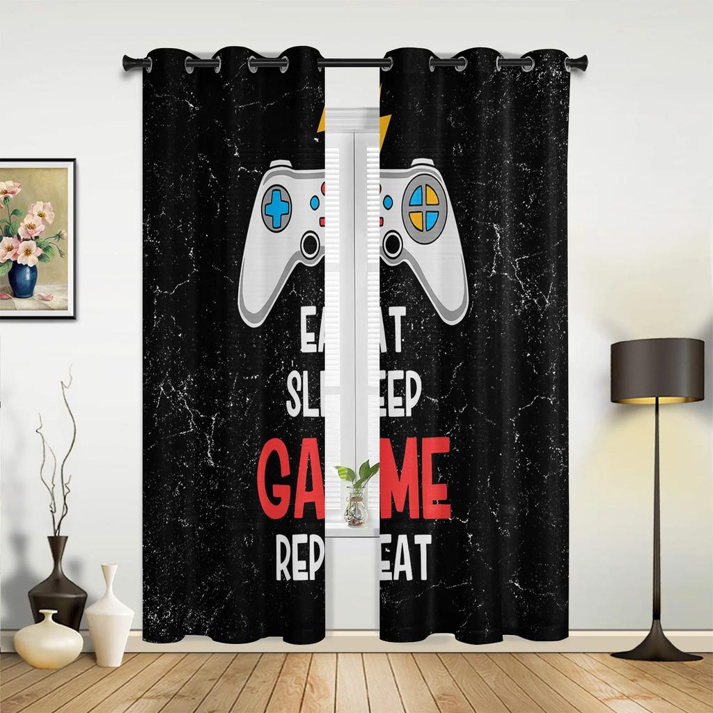 Zasłony Kreskówkowe z Przyciskami Gamepada do Sypialni Salonu Zasłony Kuchenne Pokój Dziecięcy Zasłona Okienna Dekoracja Domu