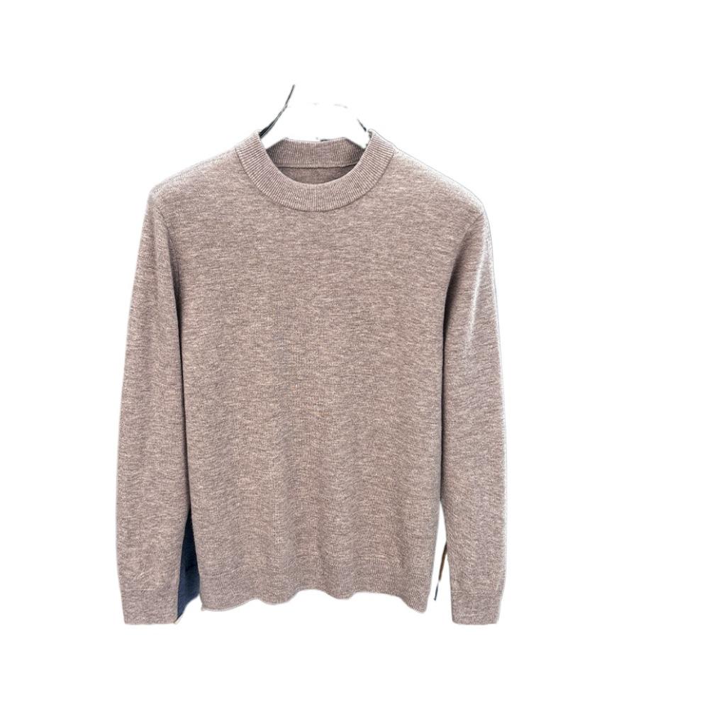 Men 100% Pure Wool Half Turtleneck Sweater, Warm Solid Knit Jumper for Autumn Winter Daily Wear