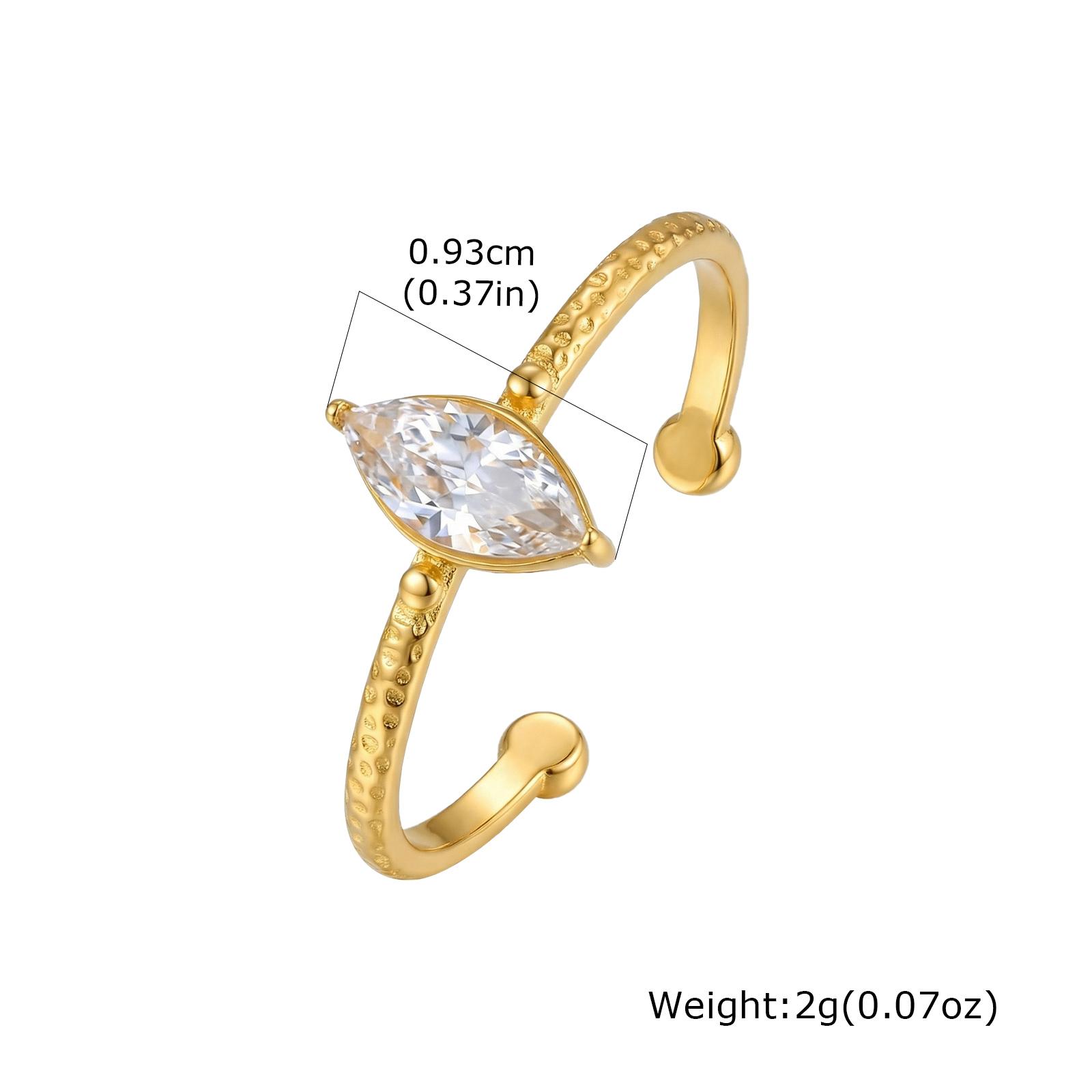 

Stainless Steel Square CZ Open Ring, Adjustable Minimalist Stackable Band, Hypoallergenic Wedding Party Gift Jewelry for Women