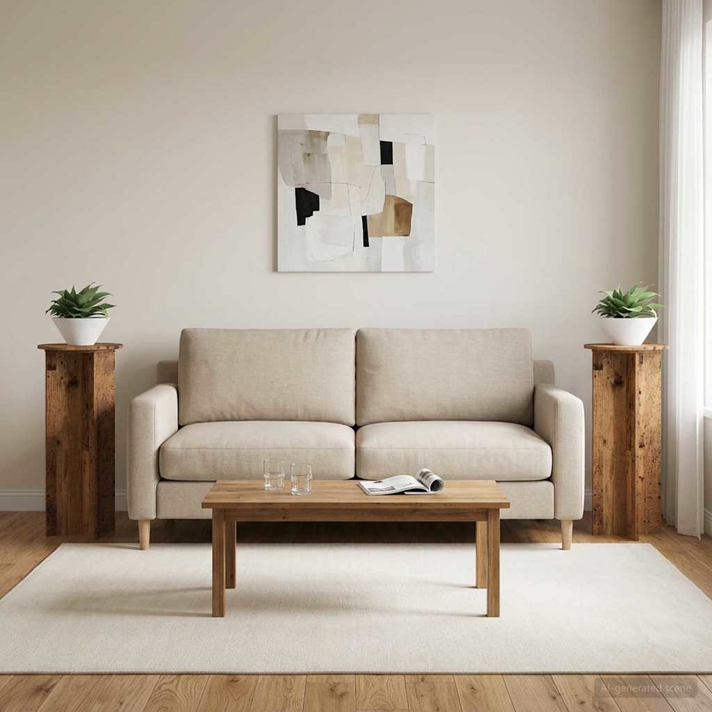 Plant Stand 2 pcs Reclaimed Wood Look Ø40 x 100 cm Engineered Wood