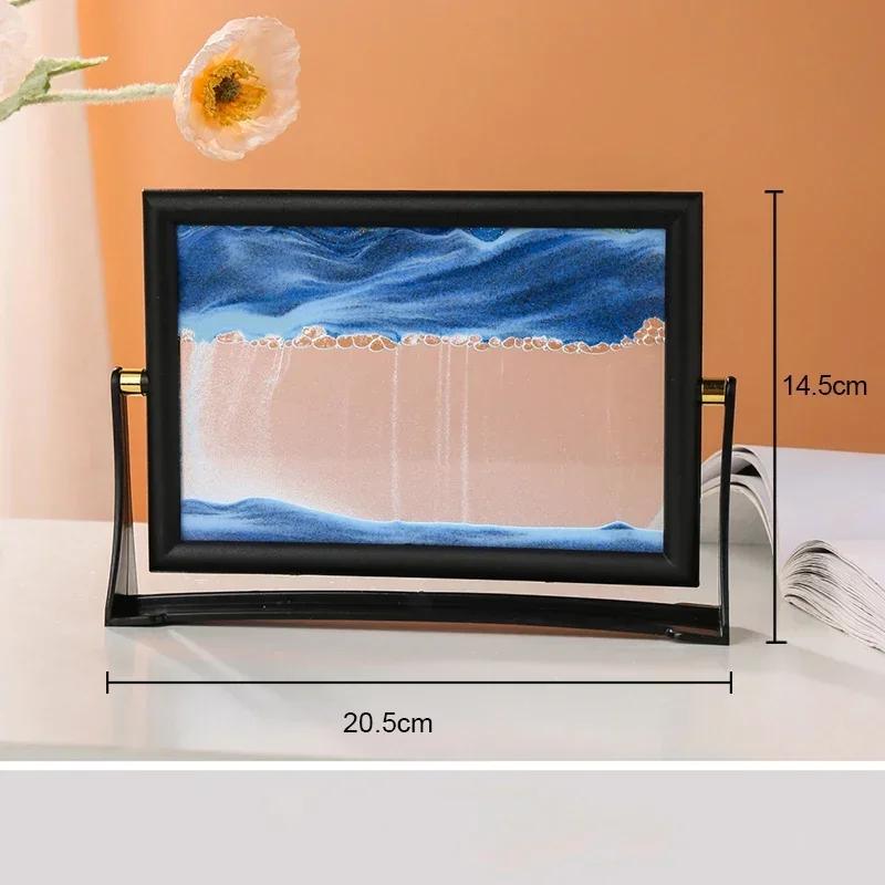 Creative Moving Sand Art Painting Square Glass 3D Deep Sea Sandscape Quicksand Hourglass Rotatable Flowing Sand Home Decor Gifts