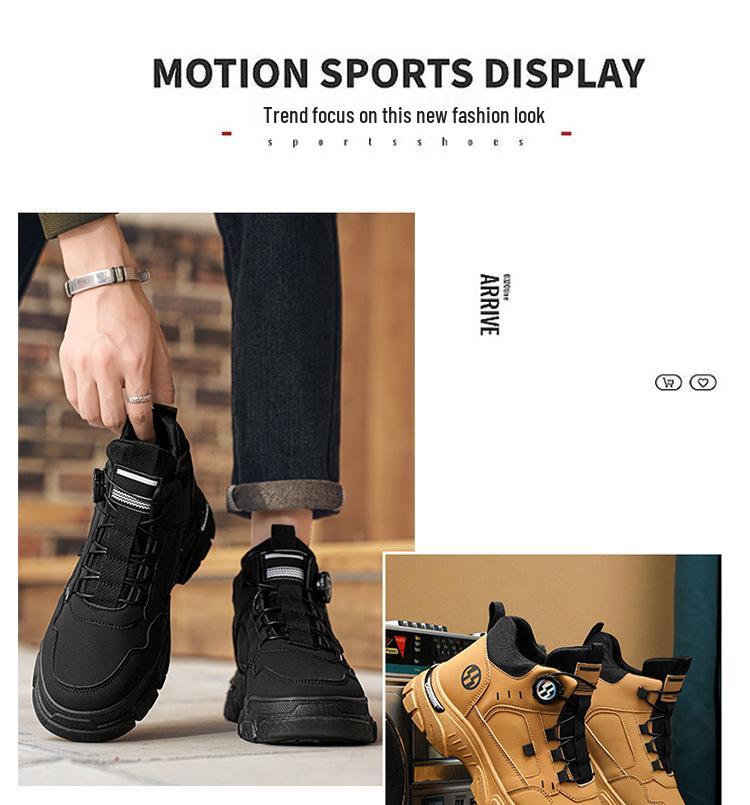 Men's High-Top Martin Work Boots - Trendy Autumn Casual, Thick-Soled, All-Match Labor Protection Boot