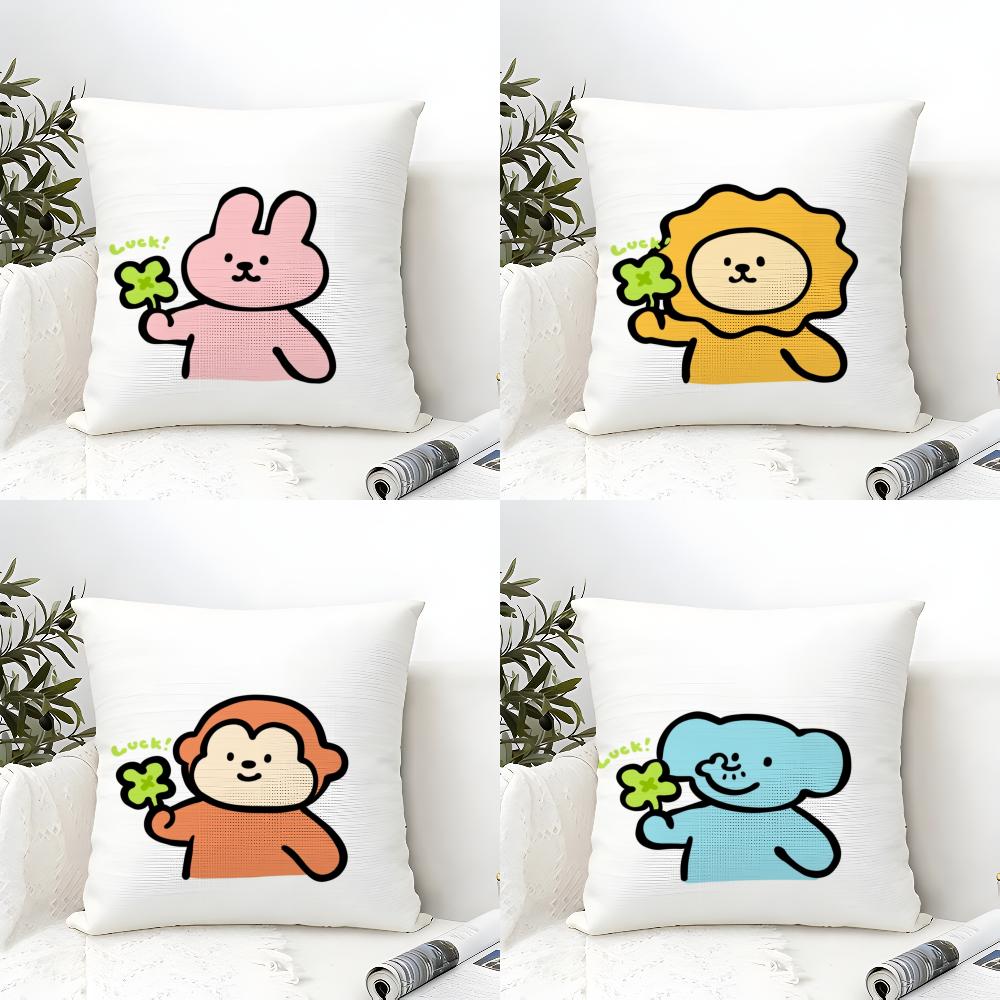 Lucky Cartoon CrystalOny Pillow Case Natural Linen Organic Fabric Double-Sided Printing Sofa Home Decor Cushion Cover