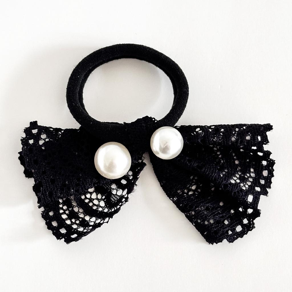 New Lace Hair Bow, High-end Imitation Pearl Headband, Noble Butterfly Knot Hair String, Hair Accessory